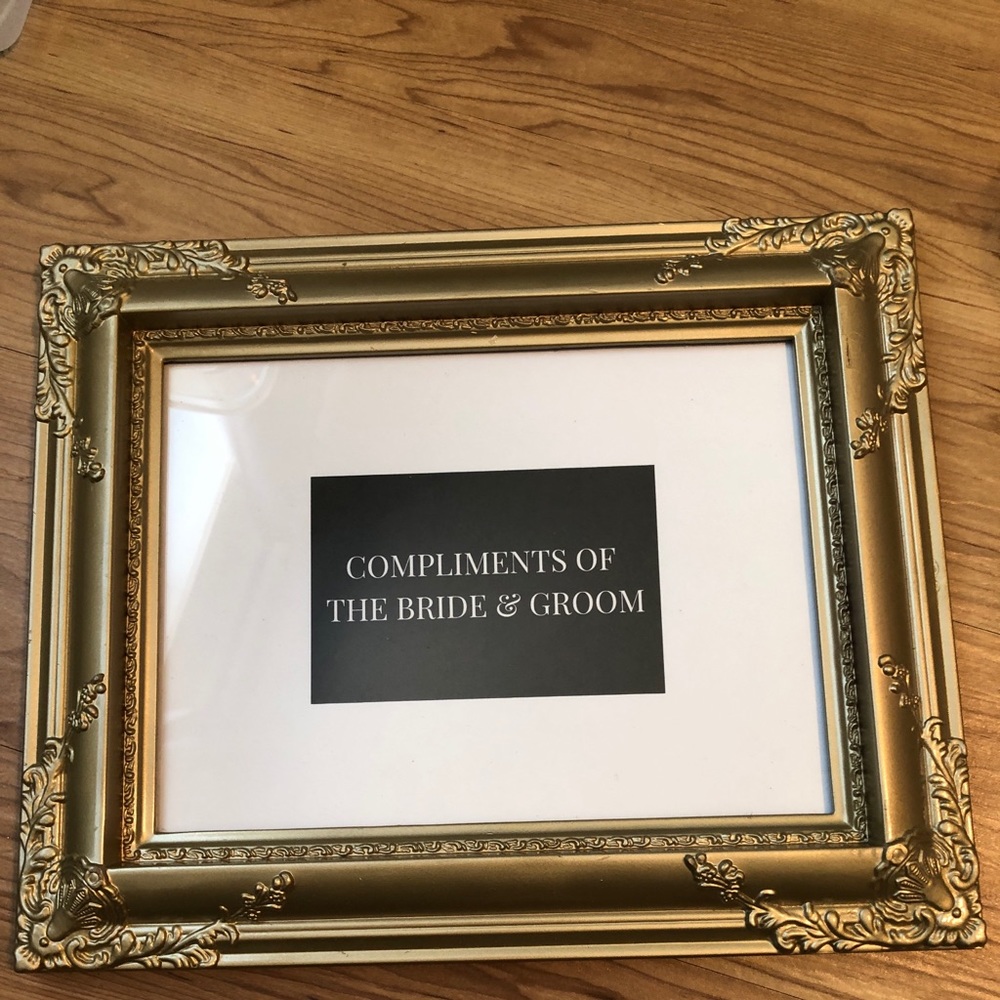 Compliments of the bride and groom gift sign